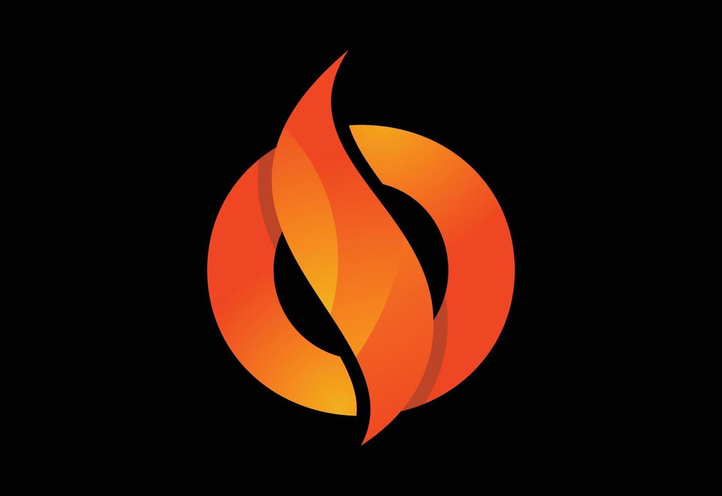 letra inicial del monograma o con un swoosh o una llama. llamas de fuego o ilustración vectorial de diseño swoosh vector