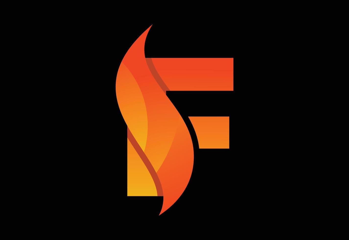 Initial F monogram letter with a swoosh or flame. Fire flames or swoosh design vector illustration