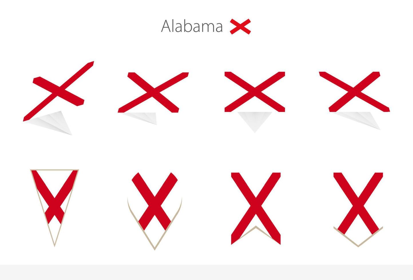 Alabama US State flag collection, eight versions of Alabama vector flags.