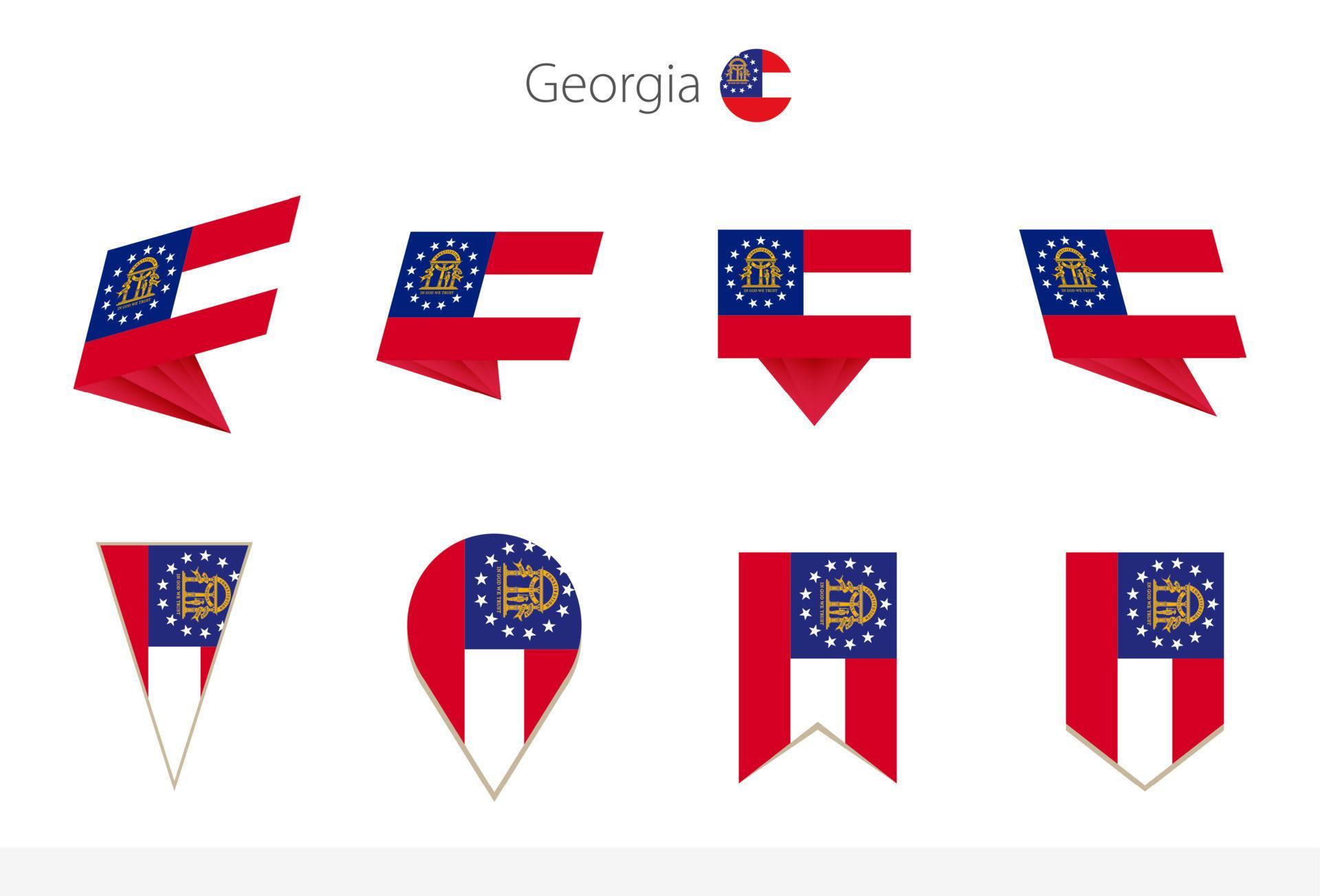 US State flag collection, eight versions of vector
