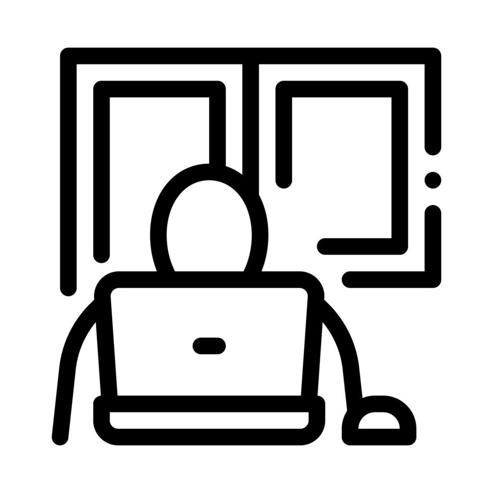 window glass in working room icon vector outline illustration
