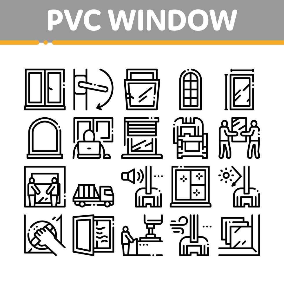 Pvc Window Frames Collection Icons Set Vector