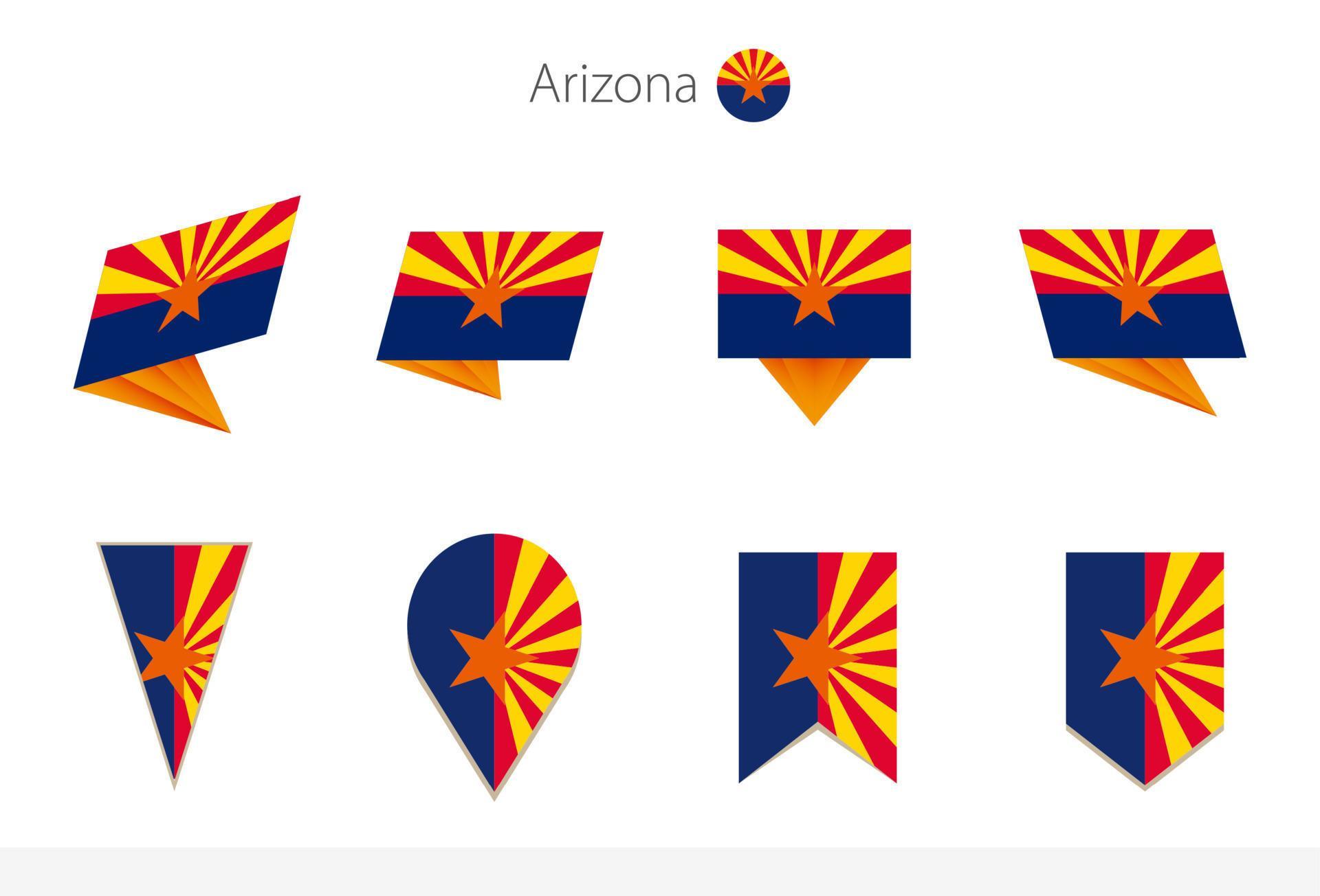 Arizona US State flag collection, eight versions of Arizona vector