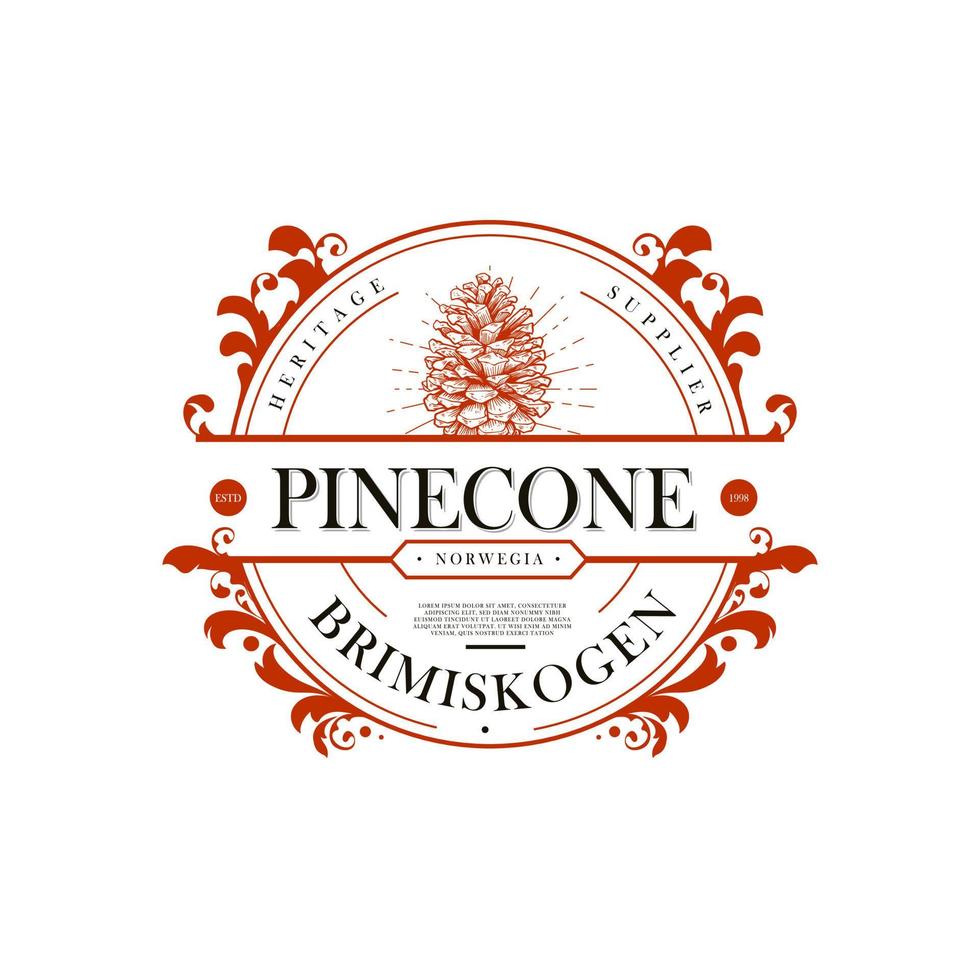 pine cone logo, badge and emblem design vector