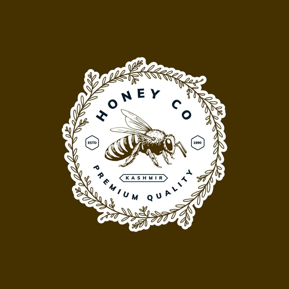 hand drawn honey logo vector