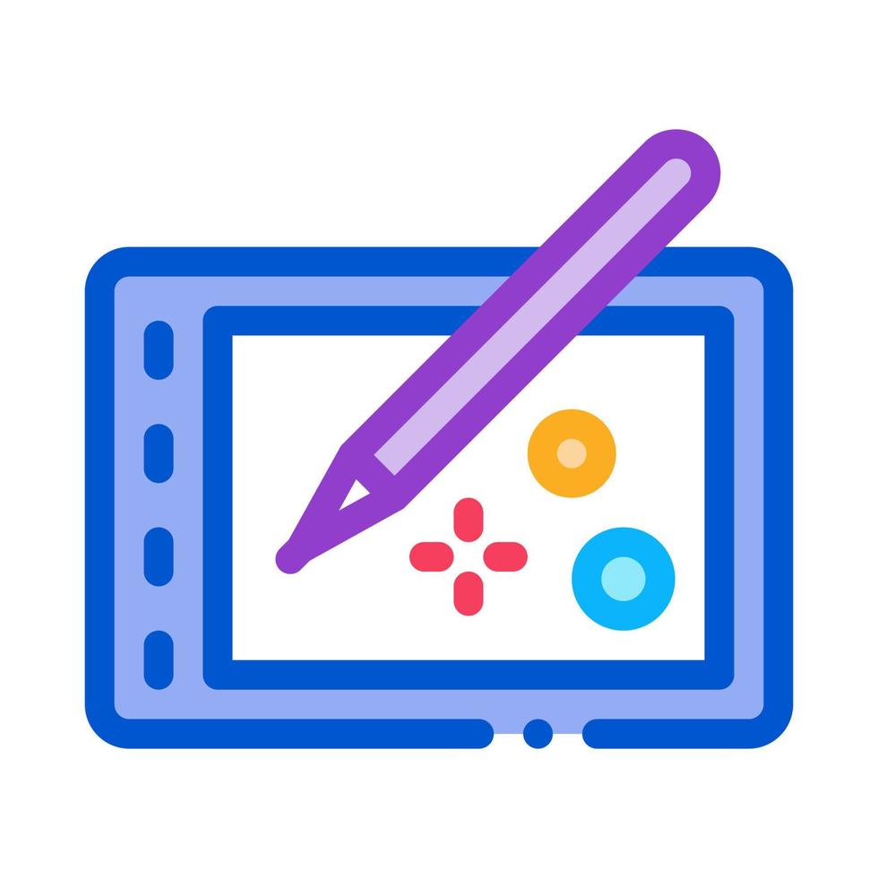 drawing on tablet icon vector outline illustration