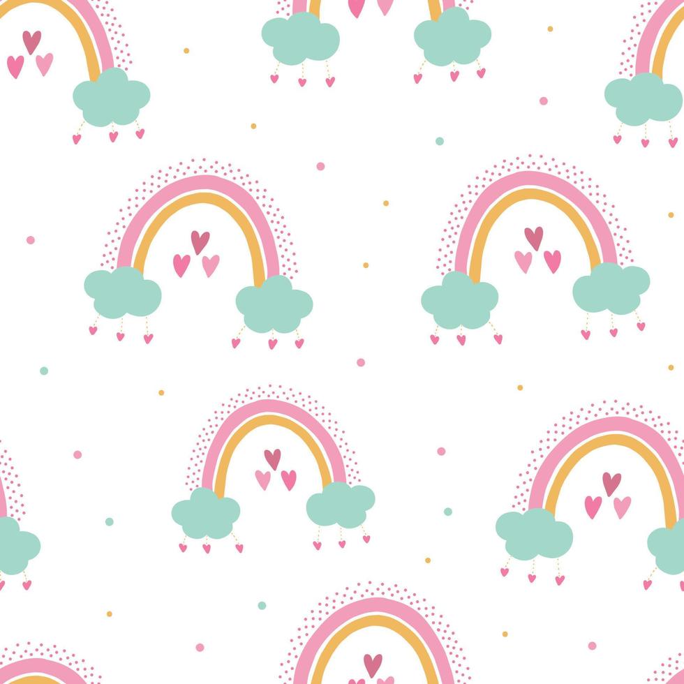 nursery and kids rainbows seamless pattern for wallpaper, textile prints, scrapbooking, stationary, wrapping paper, apparel, etc. EPS 10 vector