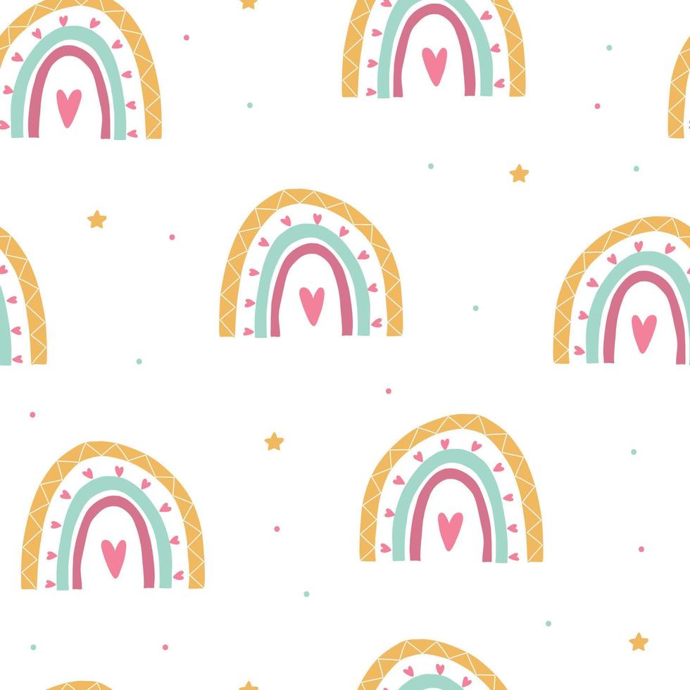 lindo patrón sin costuras con arco iris para estampados textiles de vivero, estampados para bebés, papel tapiz, papel de envolver, papelería, etc. eps 10 vector