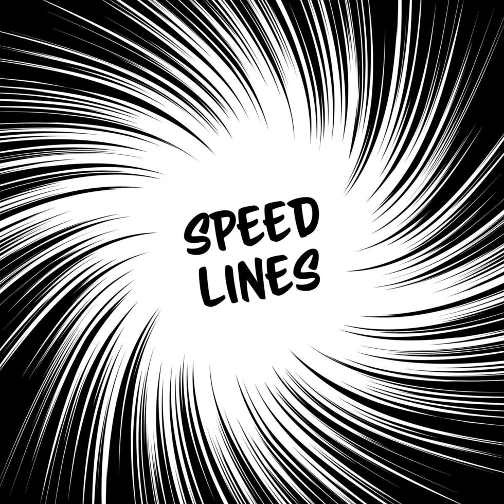 Manga Speed Lines Vector. Grunge Ray Illustration. Black And White. Space For Text. Comic Book Radial Lines Background. Manga Speed Frame. Square Stamp Illustration. vector