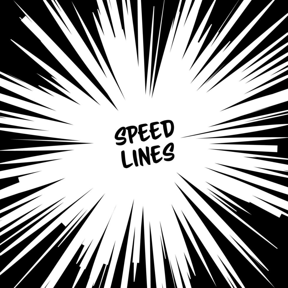 Manga Speed Lines Vector. Grunge Ray Illustration. Black And White. Space For Text. Comic Speed Radial Background vector