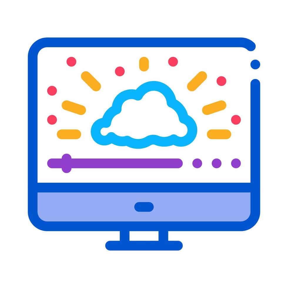 shining cloud computer work icon vector outline illustration