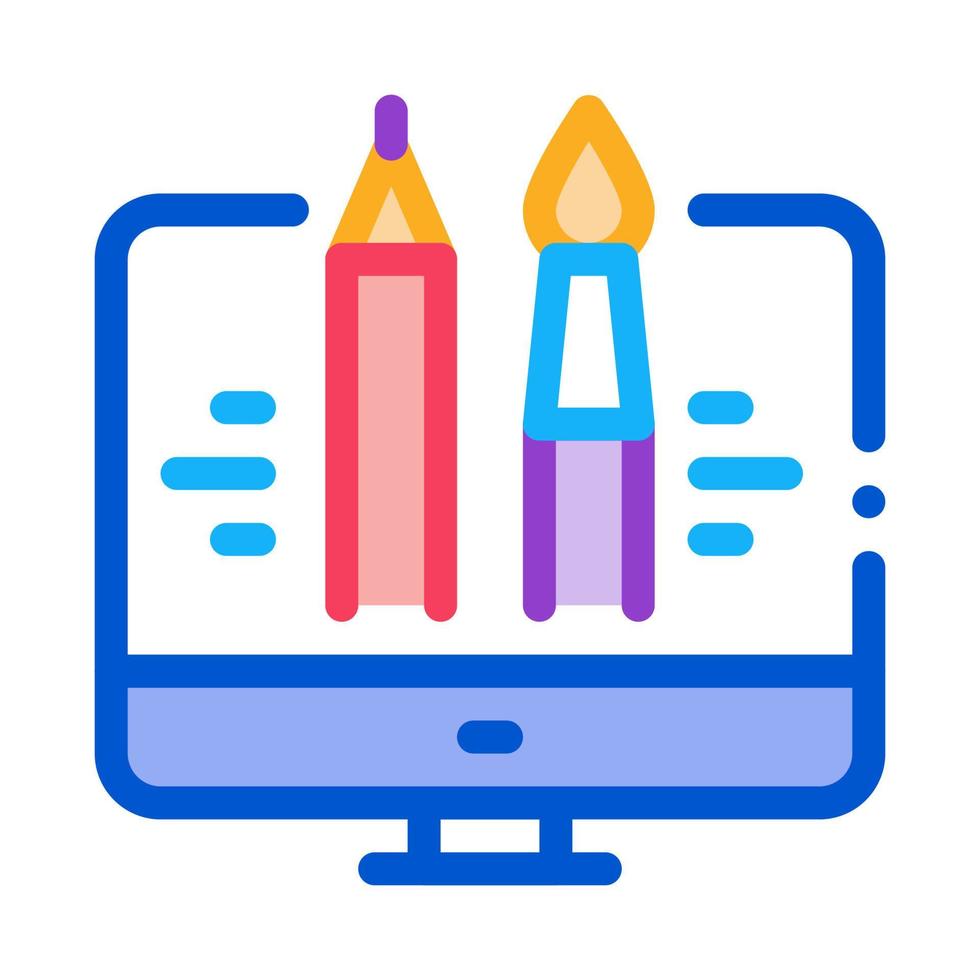 paint on computer icon vector outline illustration