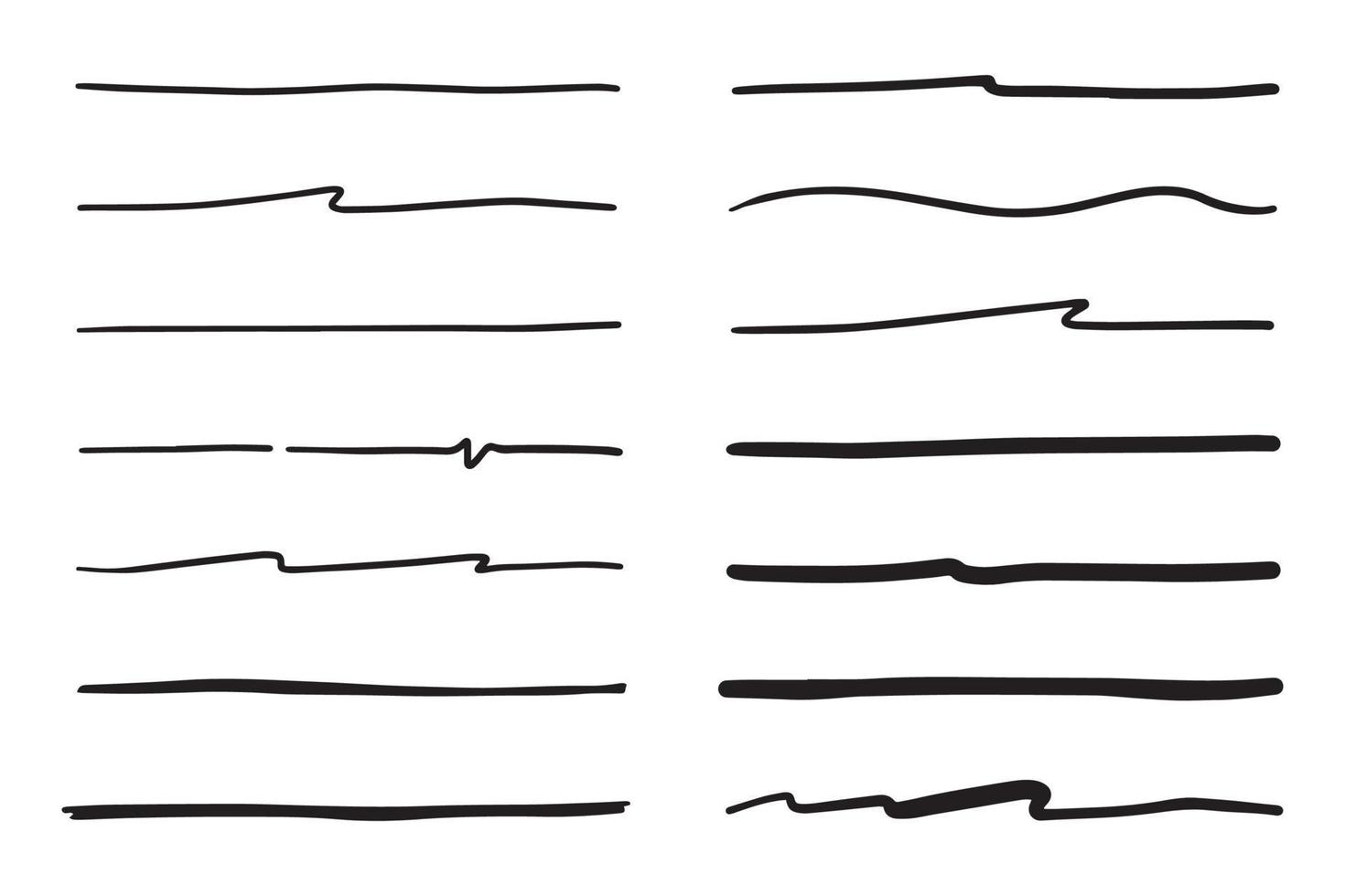 Vector set of hand drawn underline.