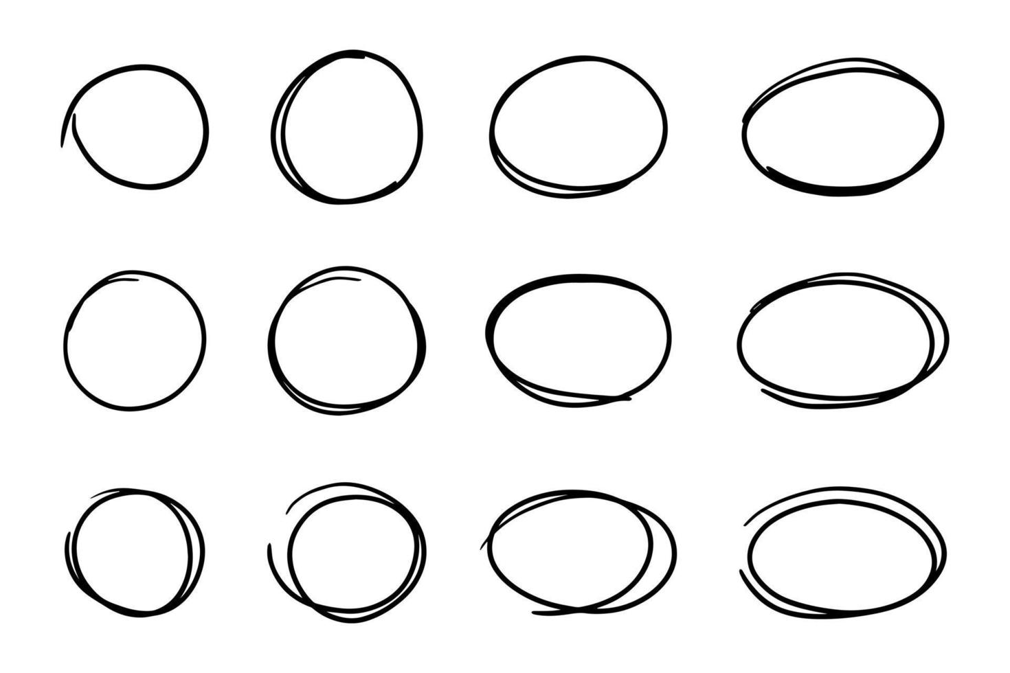Super set of circles lines sketch hand drawn. Doodle circles for design elements vector