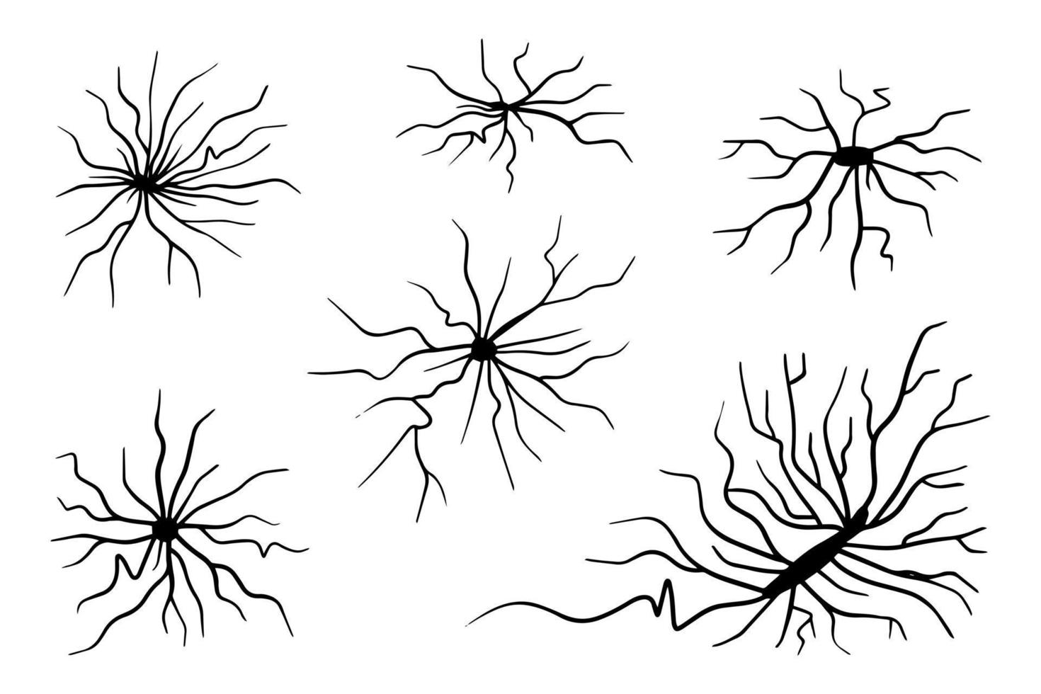 set doodle crack wall, crack illustration vector