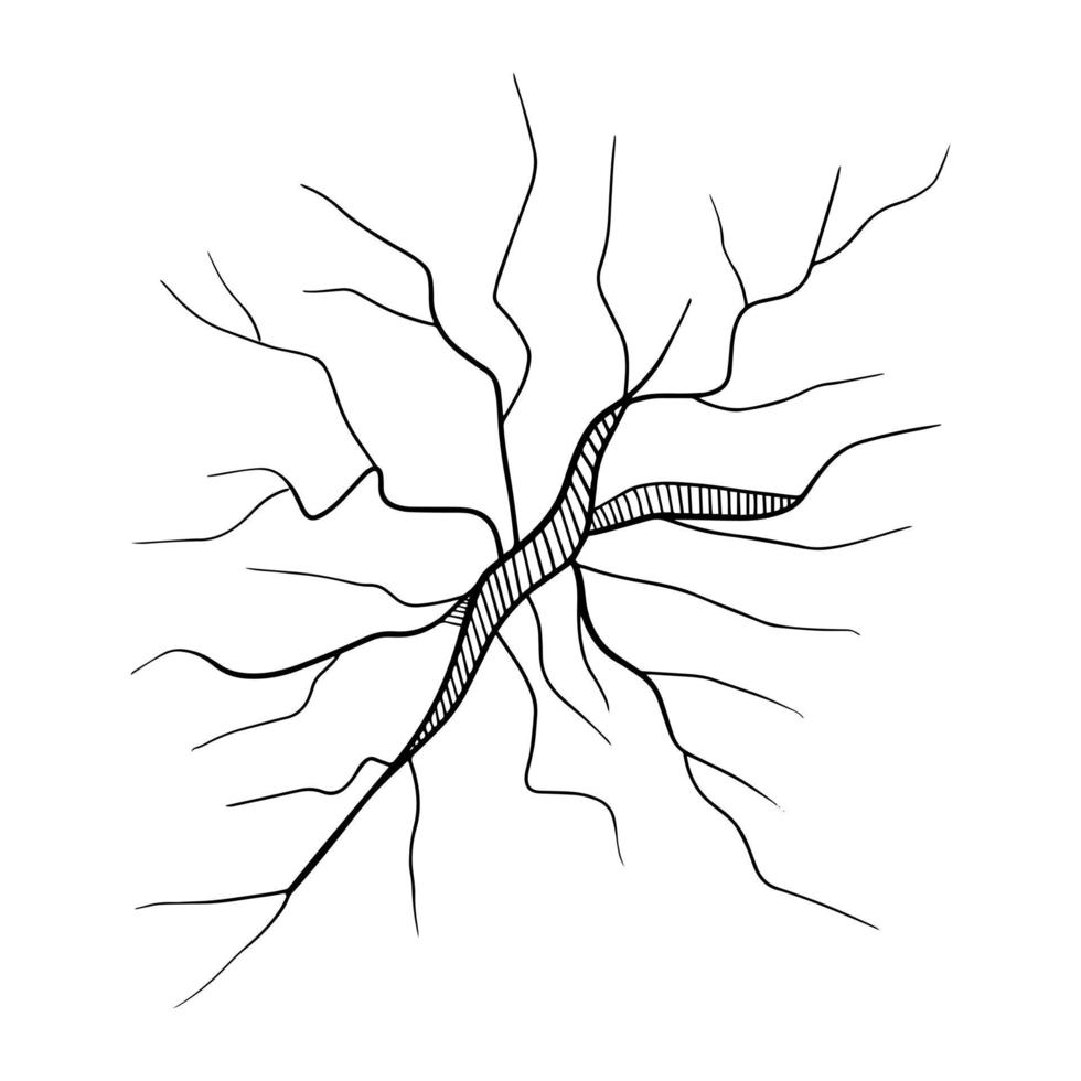 pared de grietas de fideos, ilustración de grietas vector