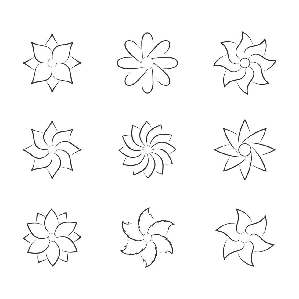 conjunto de iconos aislados sobre un tema flores vector
