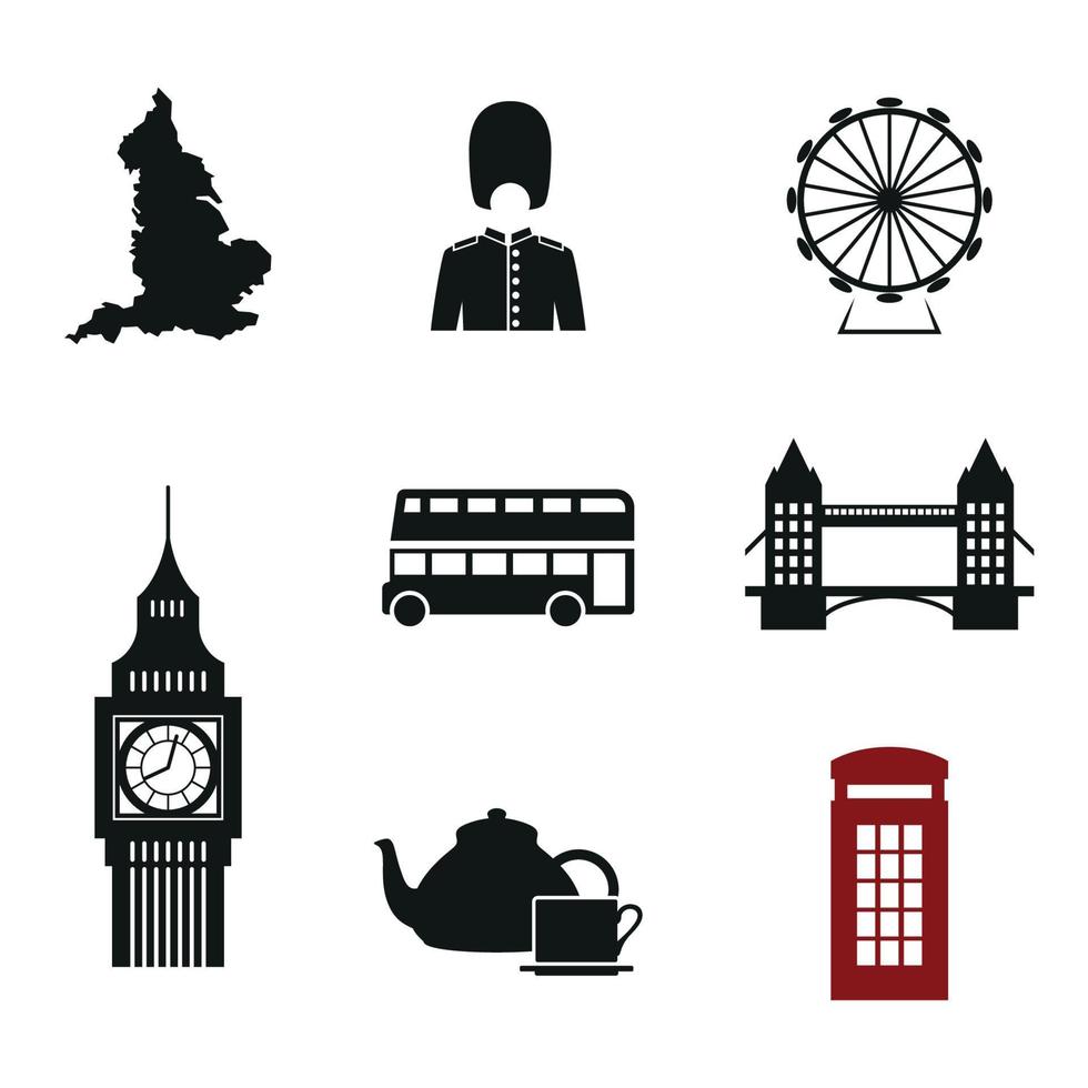 Set of isolated icons on a theme british vector