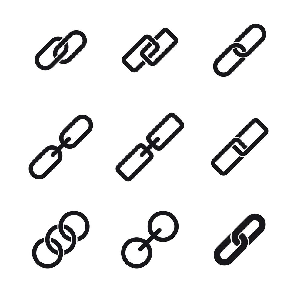 Black silhouette icons of chain link vector