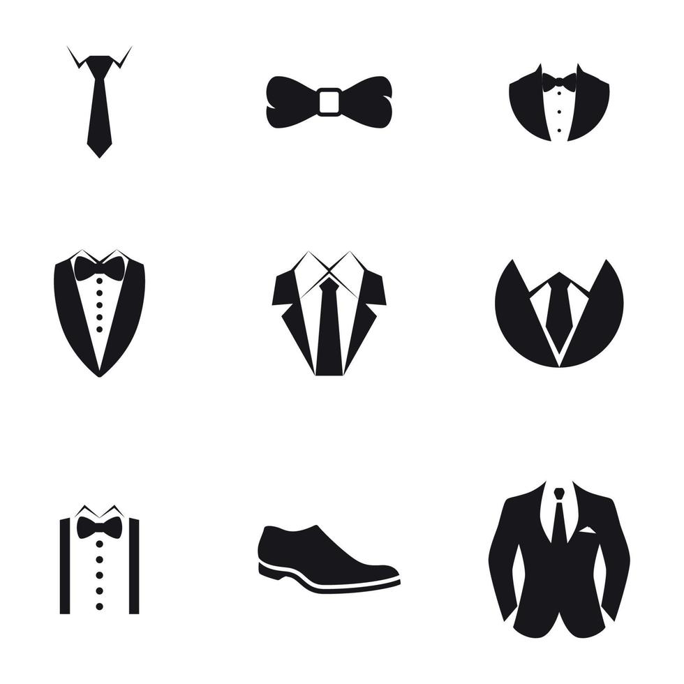 Suit vector design elemets black silhouette on white background