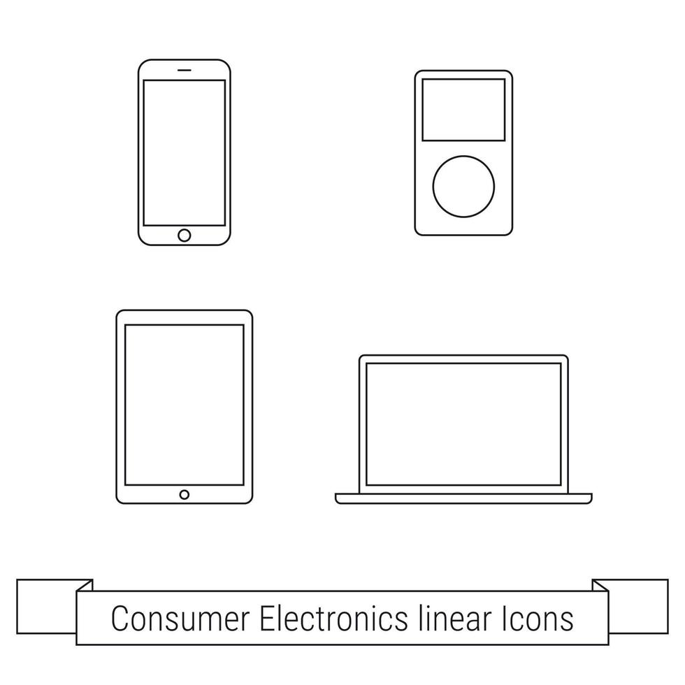 Consumer electronics Outline web icons set vector