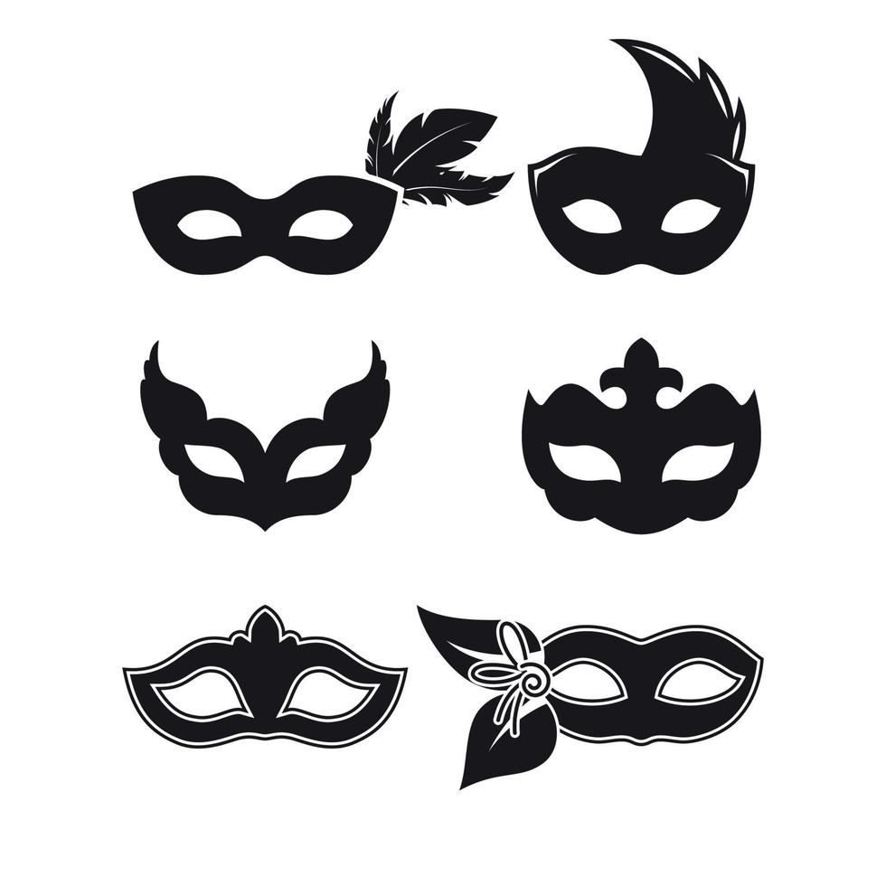 Illustration festive masks black silhouette on a white background vector