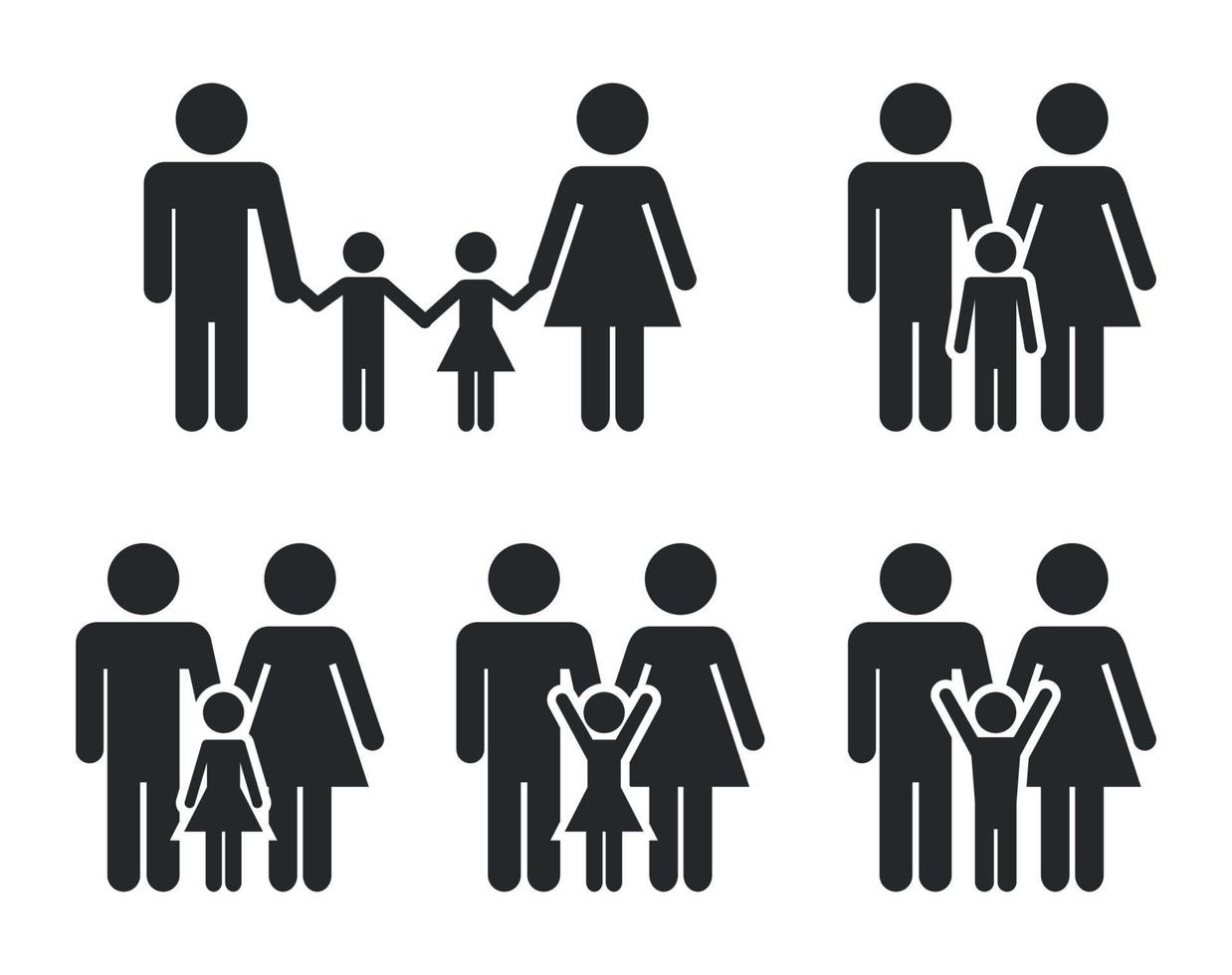 Set of black, simple icons on a theme family vector