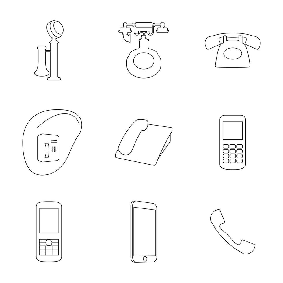 Set of isolated icons on a them telephones vector