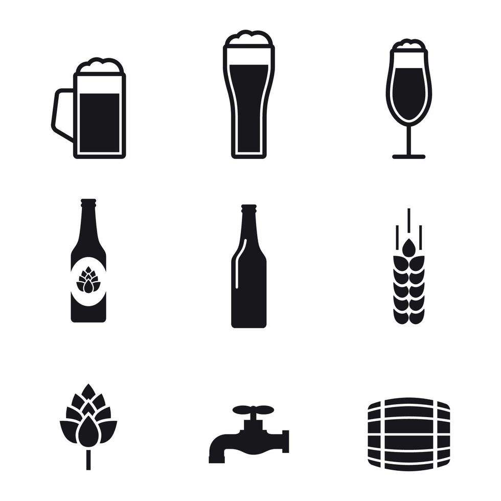 Set of isolated black icons on a theme beer vector