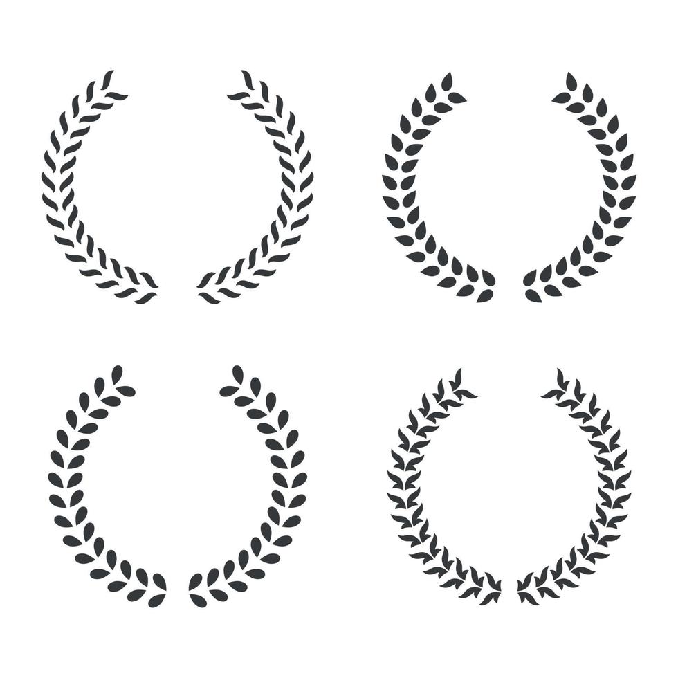 Four laurel wreath isolated illustration black color vector