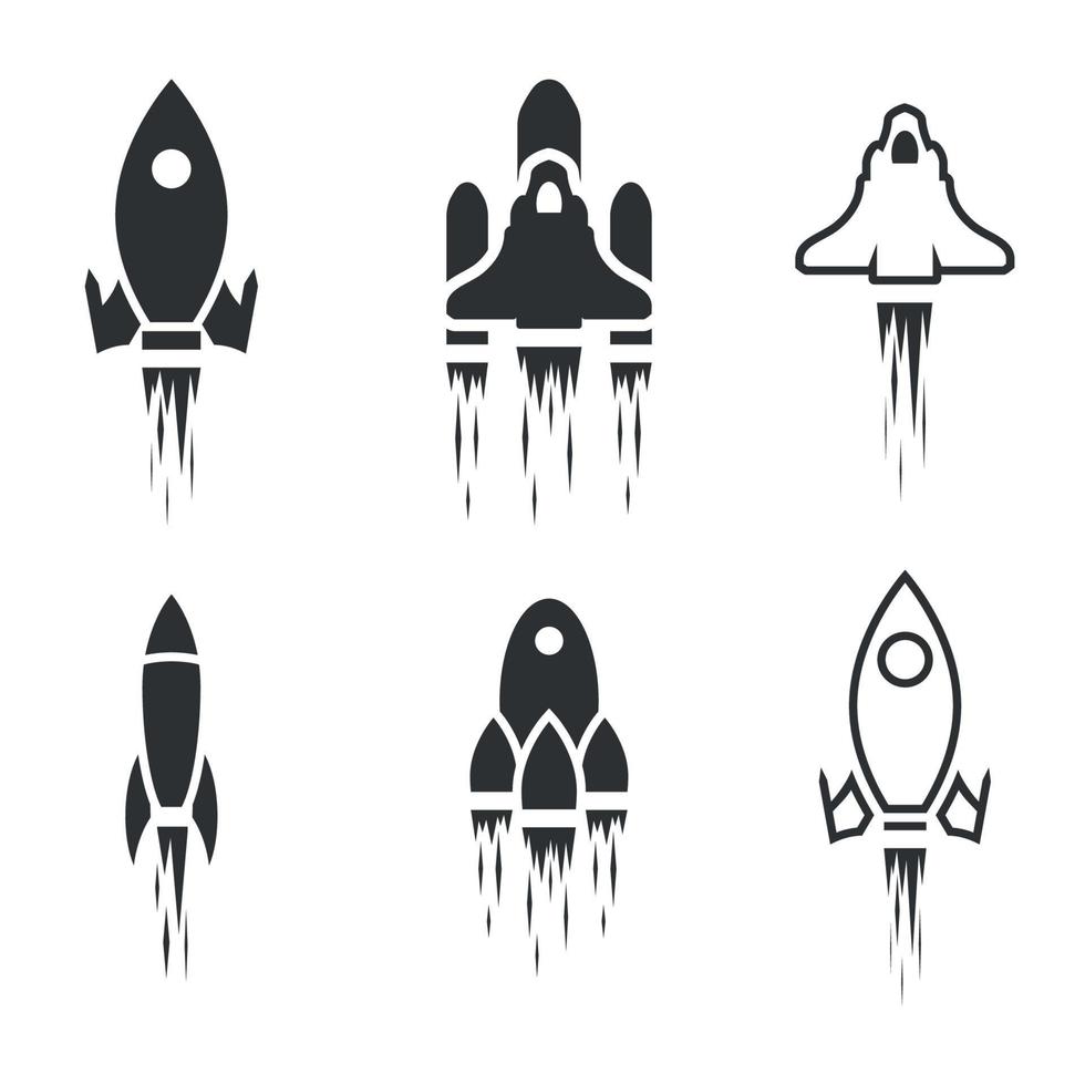 Set of isolated elements rocket black vector