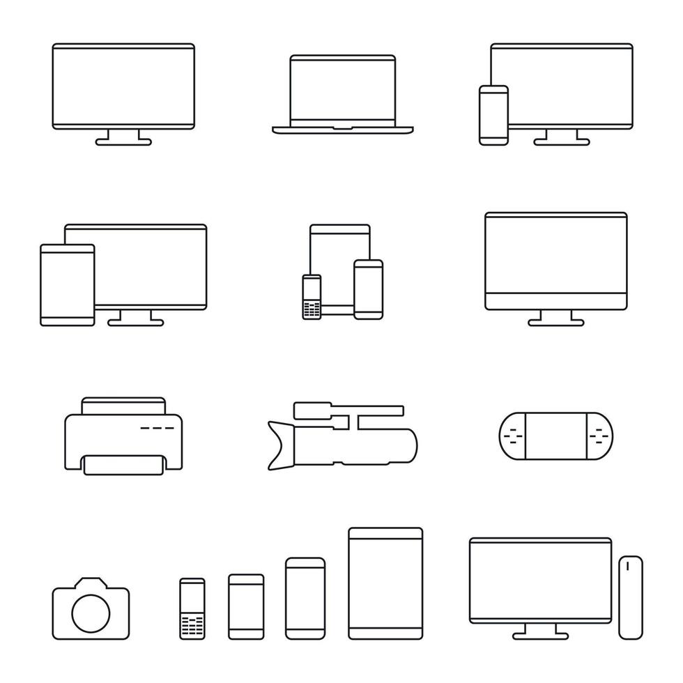 Communication device Outline web icons set vector