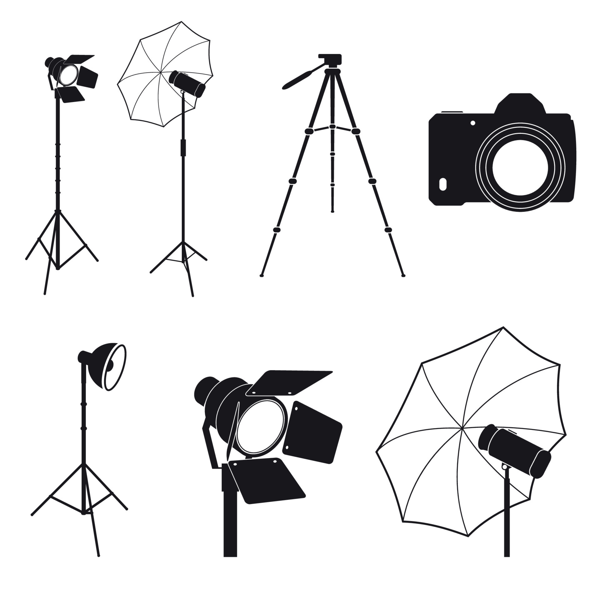 Photo studio equipment black silhouette illustration 17545686 Vector