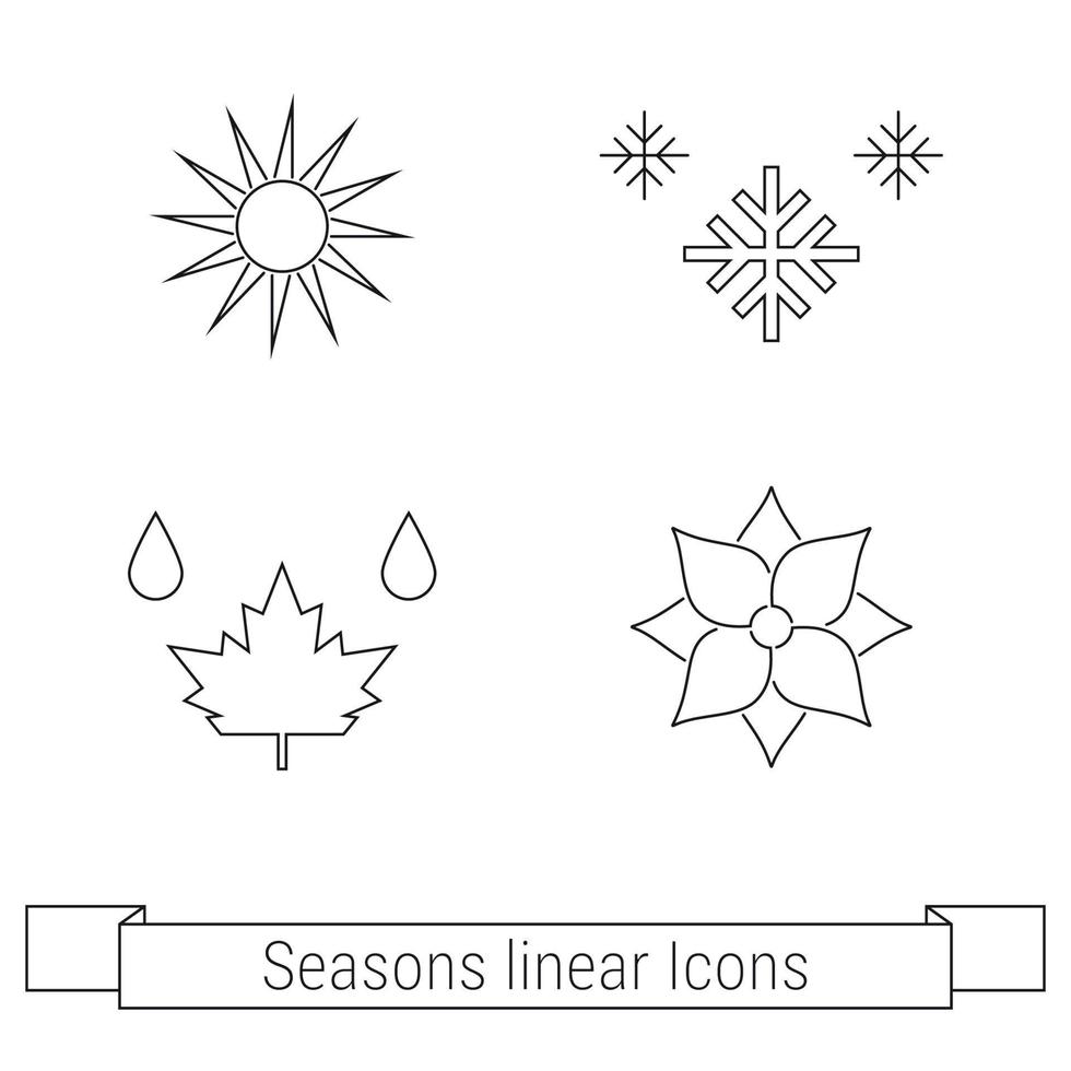 Four Season Outline web icons set vector