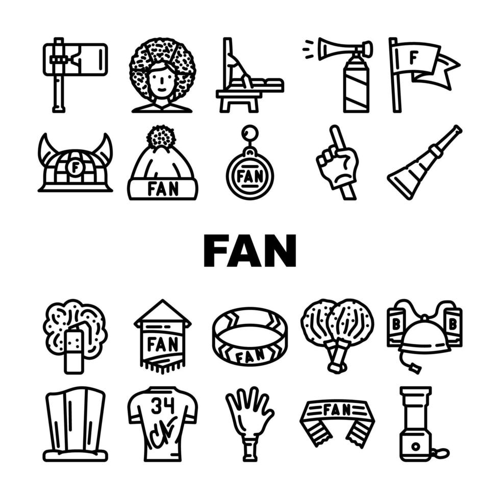 sport fan supporter accesorios iconos conjunto vector