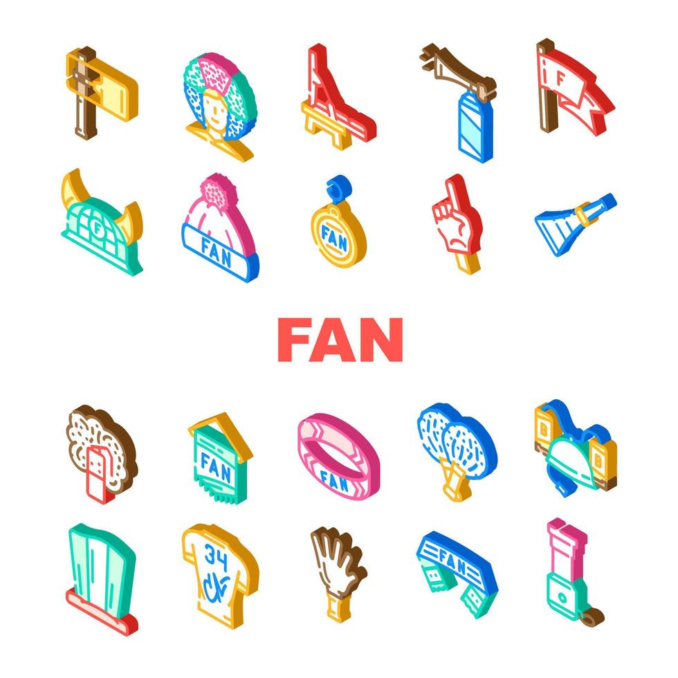 sport fan supporter accesorios iconos conjunto vector
