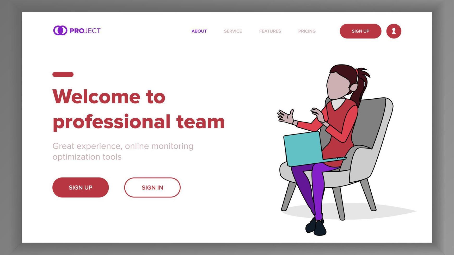 Professional Team Landing Page Concept Vector. Line. Business Processes. Office Webpage. Achieve The Goal. Commercial Template Illustration vector