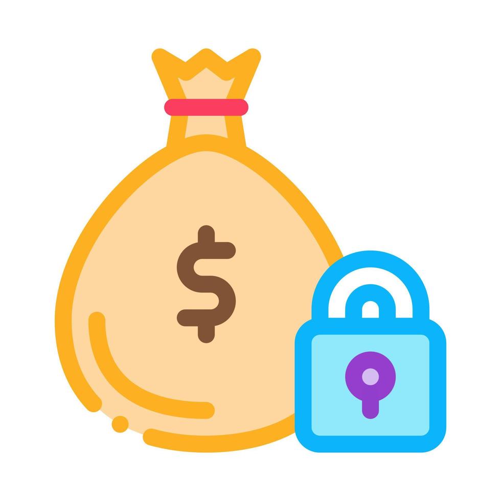 money bag security protection icon vector outline illustration