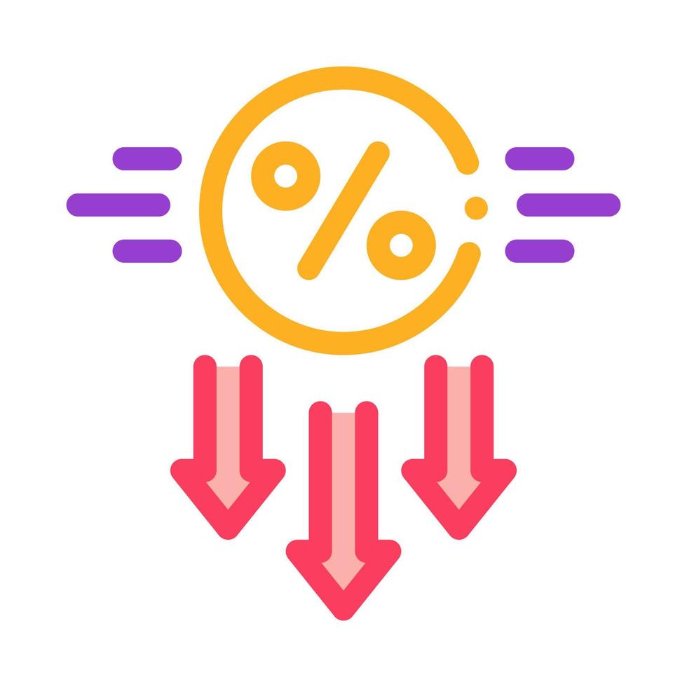 falling interest down icon vector outline illustration