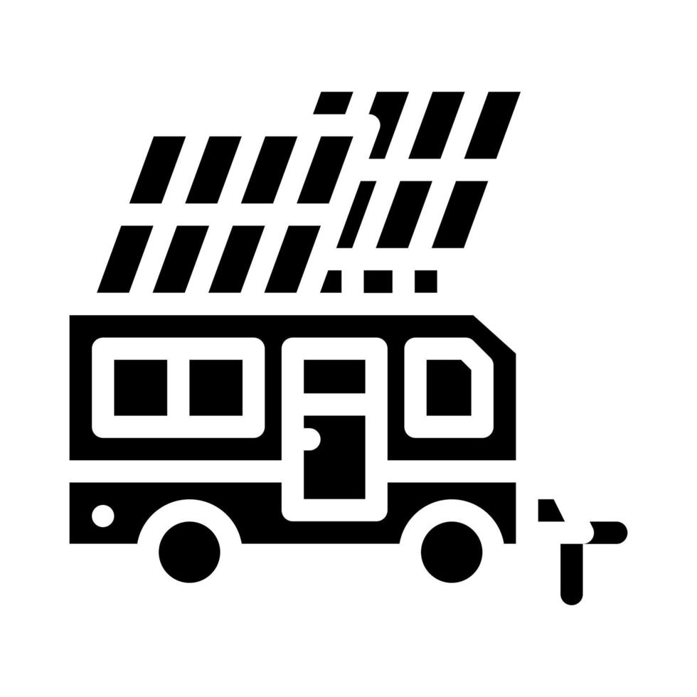 solar energy of mobile home glyph icon vector illustration