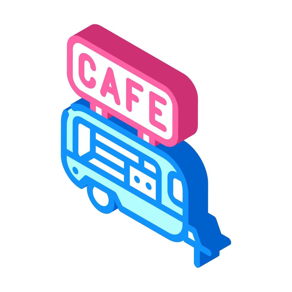 cafe trailer isometric icon vector illustration color