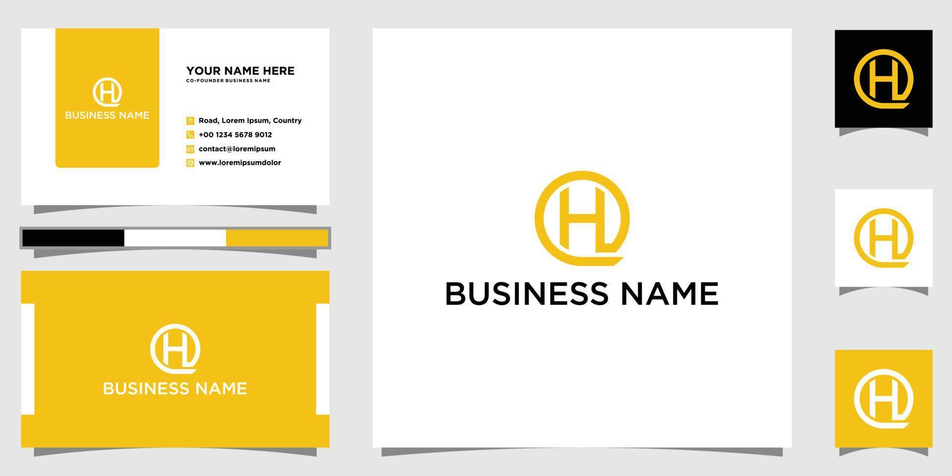 Letter HQ or QH monogram logo with business card design vector