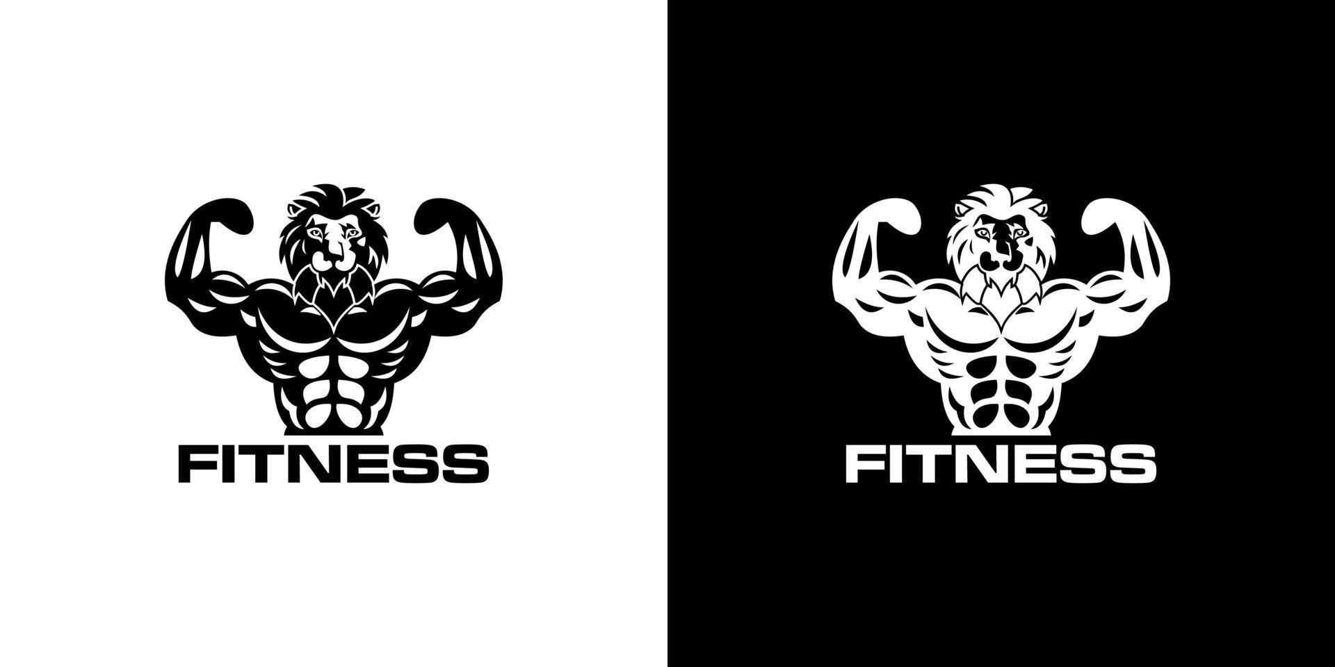 Fitness Gym logo design template. Labels in vintage style with sport silhouette symbols vector