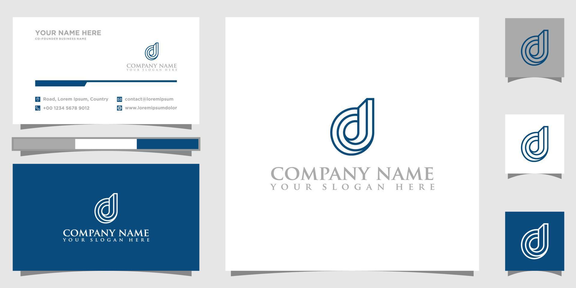 D Multi Line Letter Logo With Professional Business Card vector