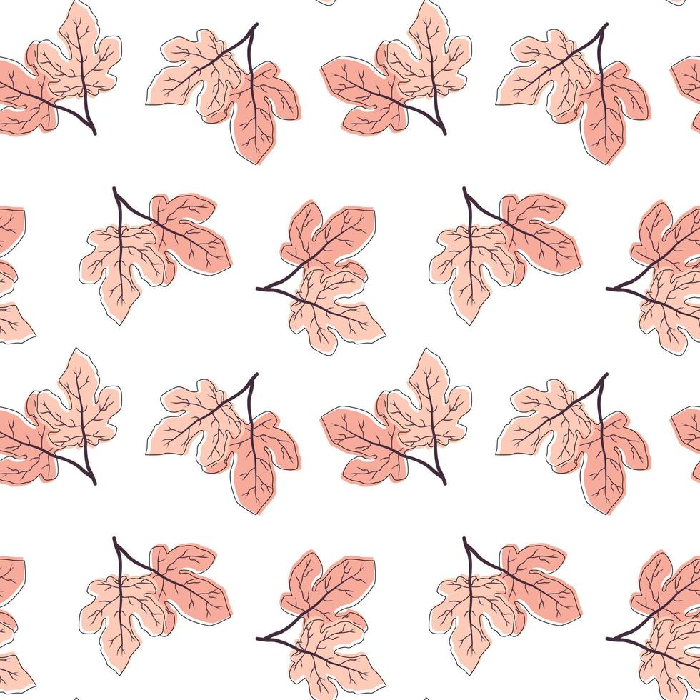 Floral seamless pattern, leaf fig on white background. Vector EPS10