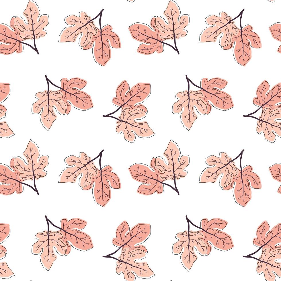 Floral seamless pattern, leaf fig on white background. Vector EPS10