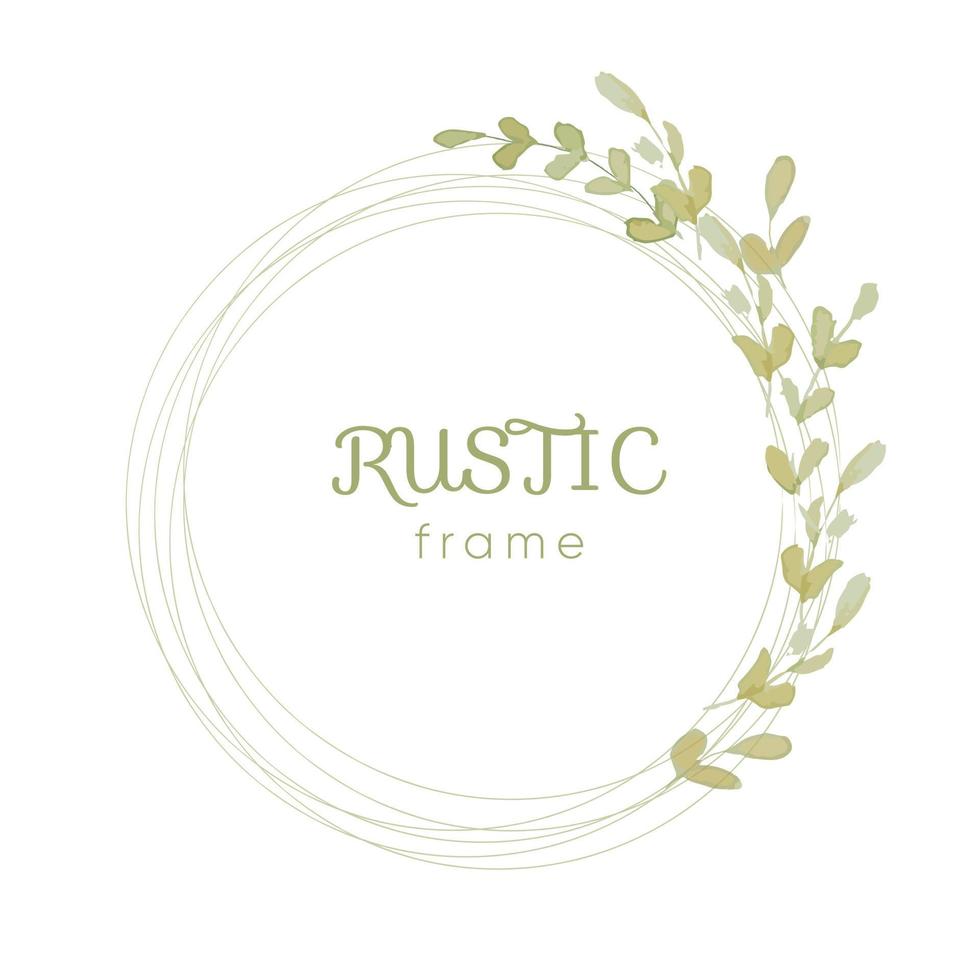 Frame with branch and leaves. Elegant logo template. Vector illustration for labels, branding business identity, wedding invitation. Vector EPS10