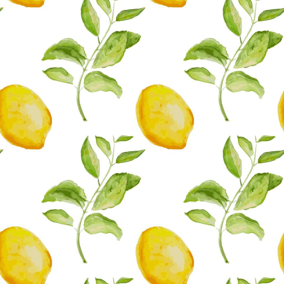 Vector seamless watercolor pattern with hand drawn lemons. Ideal for food packaging design