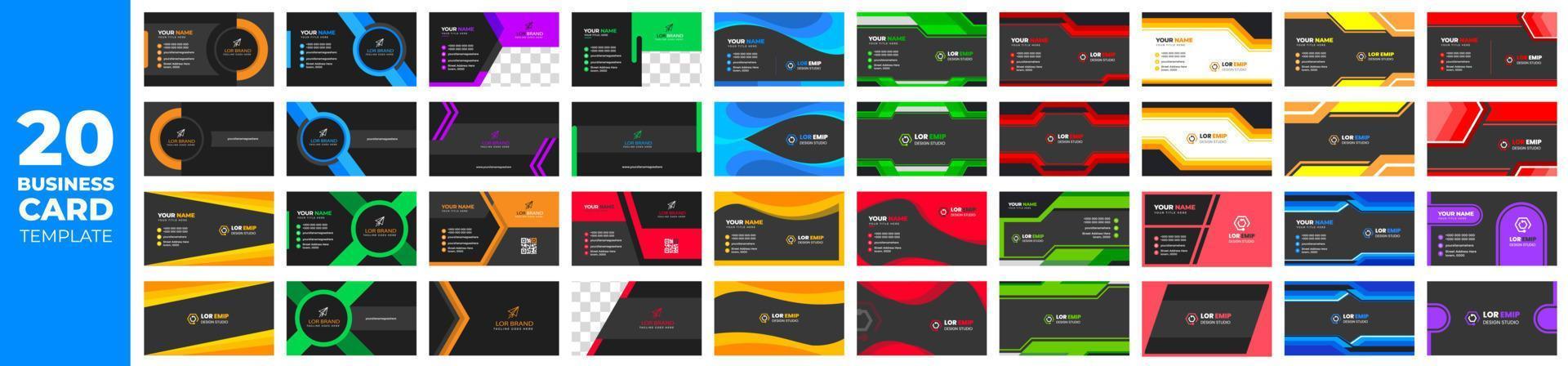 set of 20 mega Collection of double side business card vector templates. mega business card design bundle. business card set. business card bundle.