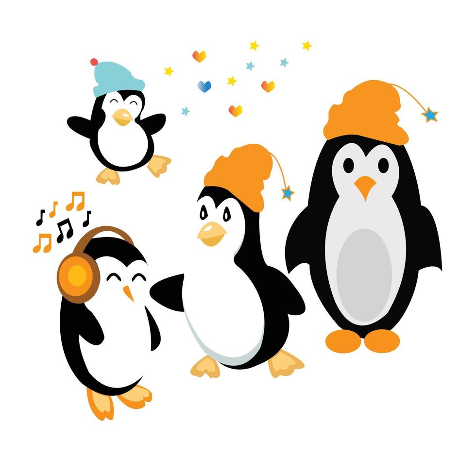 vector lindo pingüino personaje de dibujos animados clipart